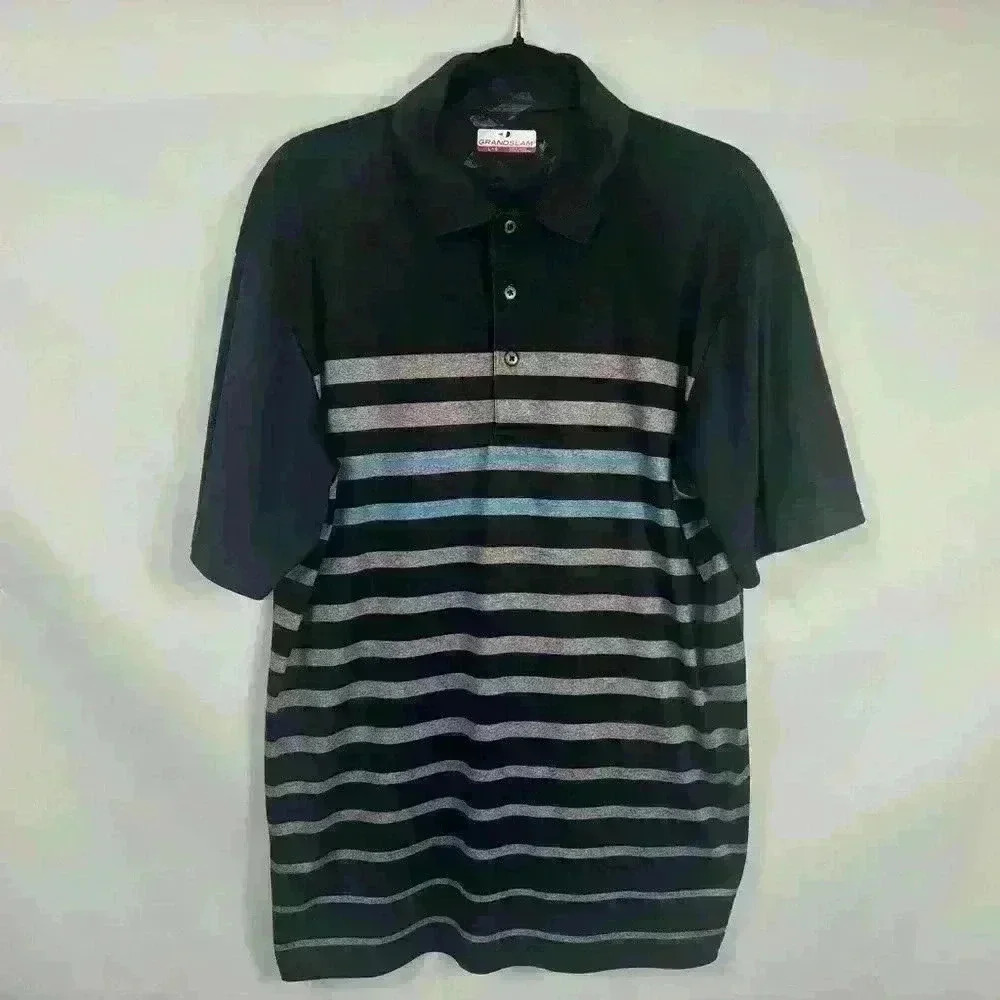 Men’s Stripped Polo preppy tennis prep business casual
